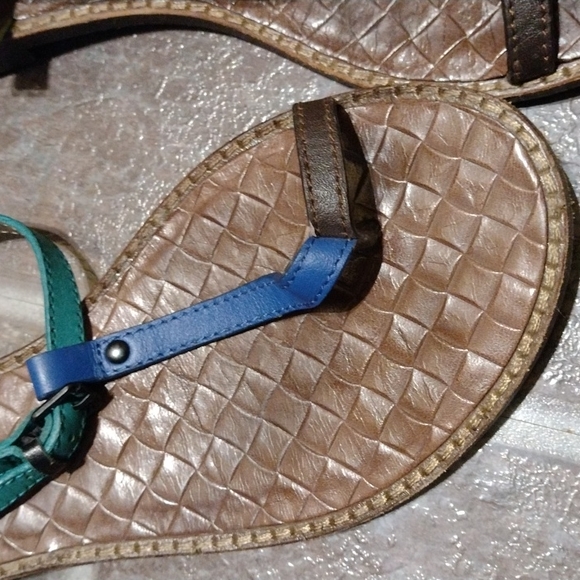 bottega veneta classic mink green yellow blue braided leather thong sandal 38 - Picture 4 of 10